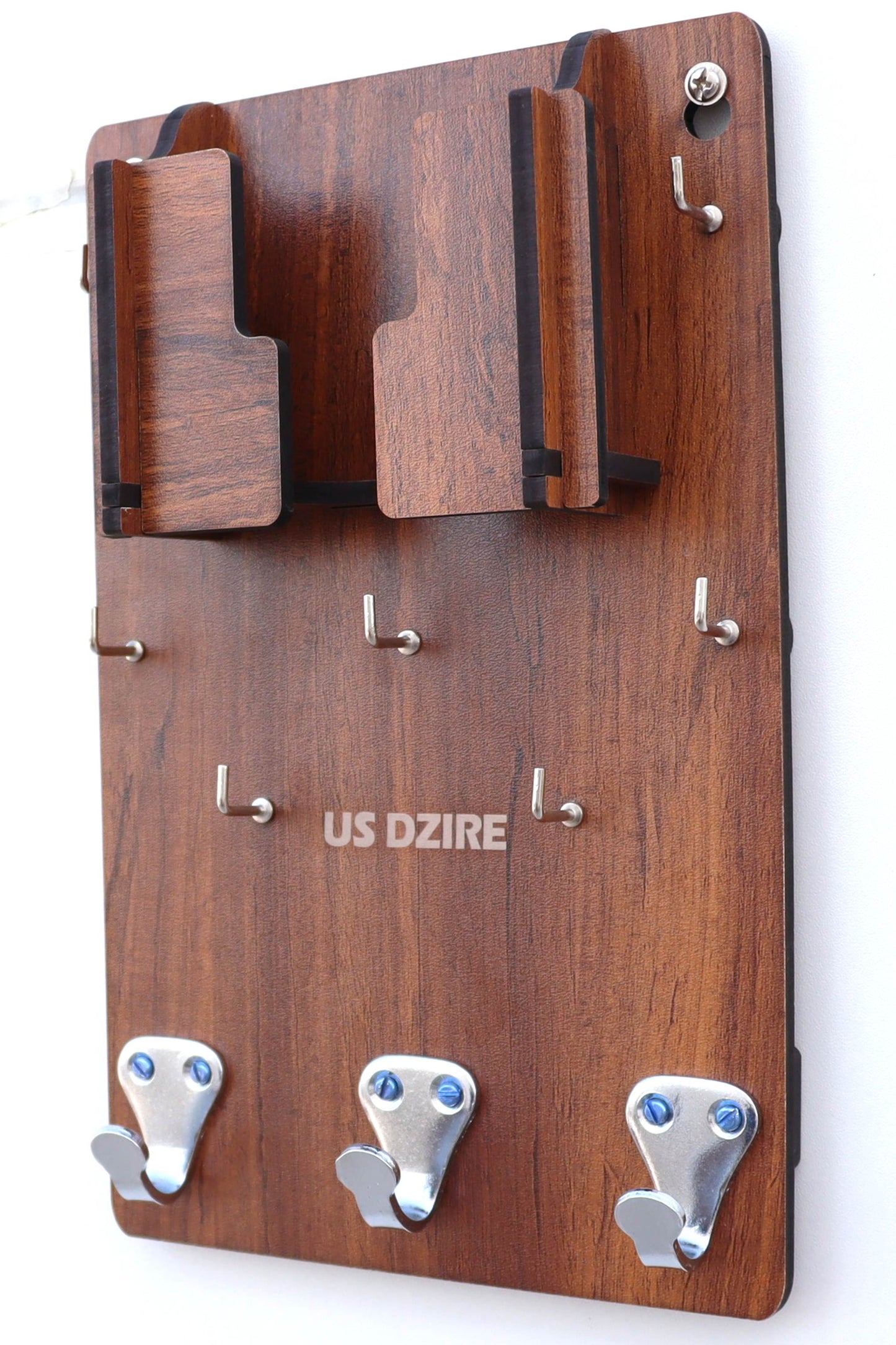 US DZIRE™829 Decorative Key Hanger (Brown) Wood Key Holder (5 Hooks,