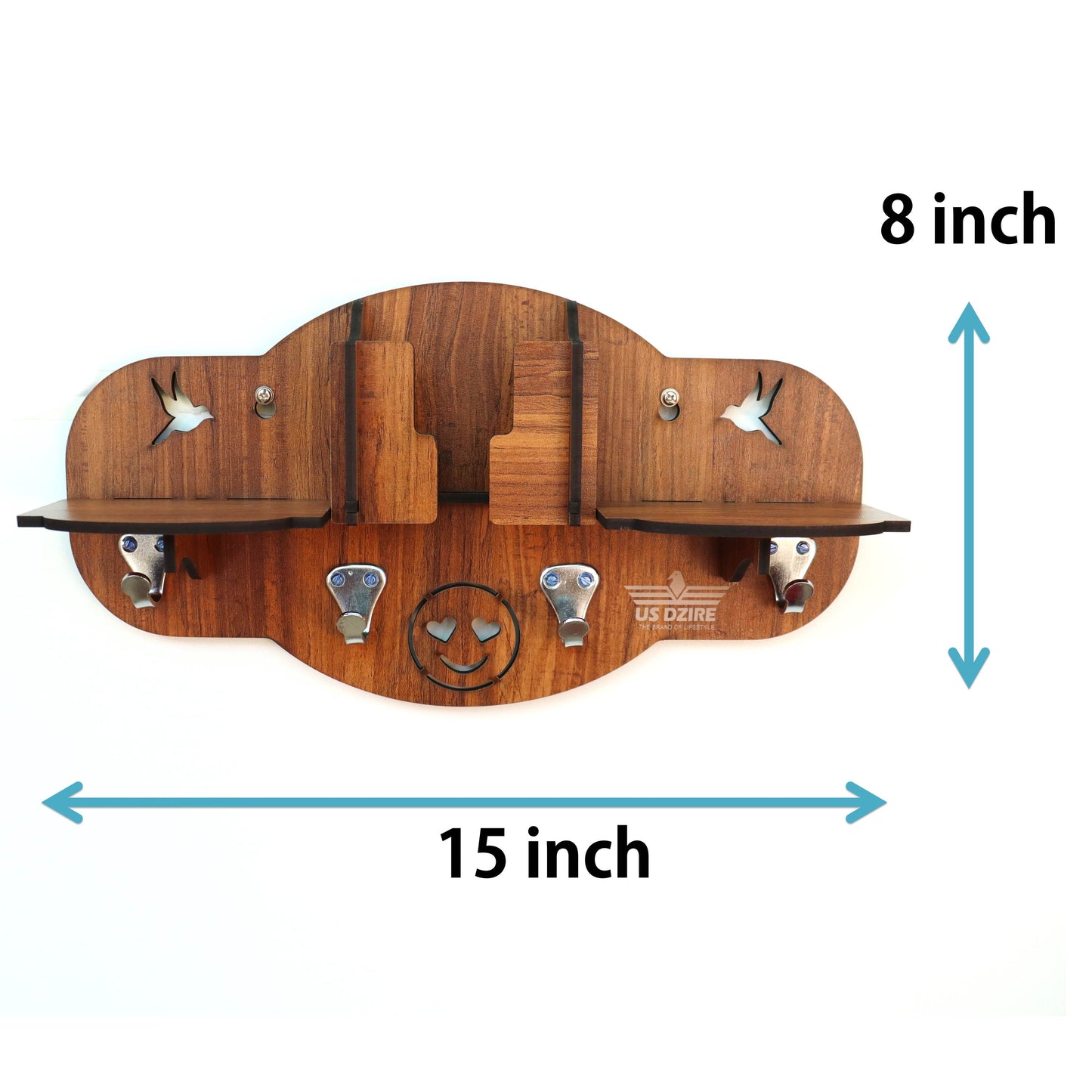 US DZIRE™805 Decorative Key Hanger (Brown) Wood Key Holder