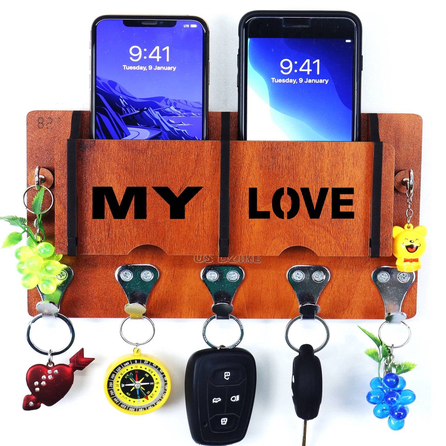 US DZIRE™ 19 Decorative Key Hanger (Brown) Wood Key Holder