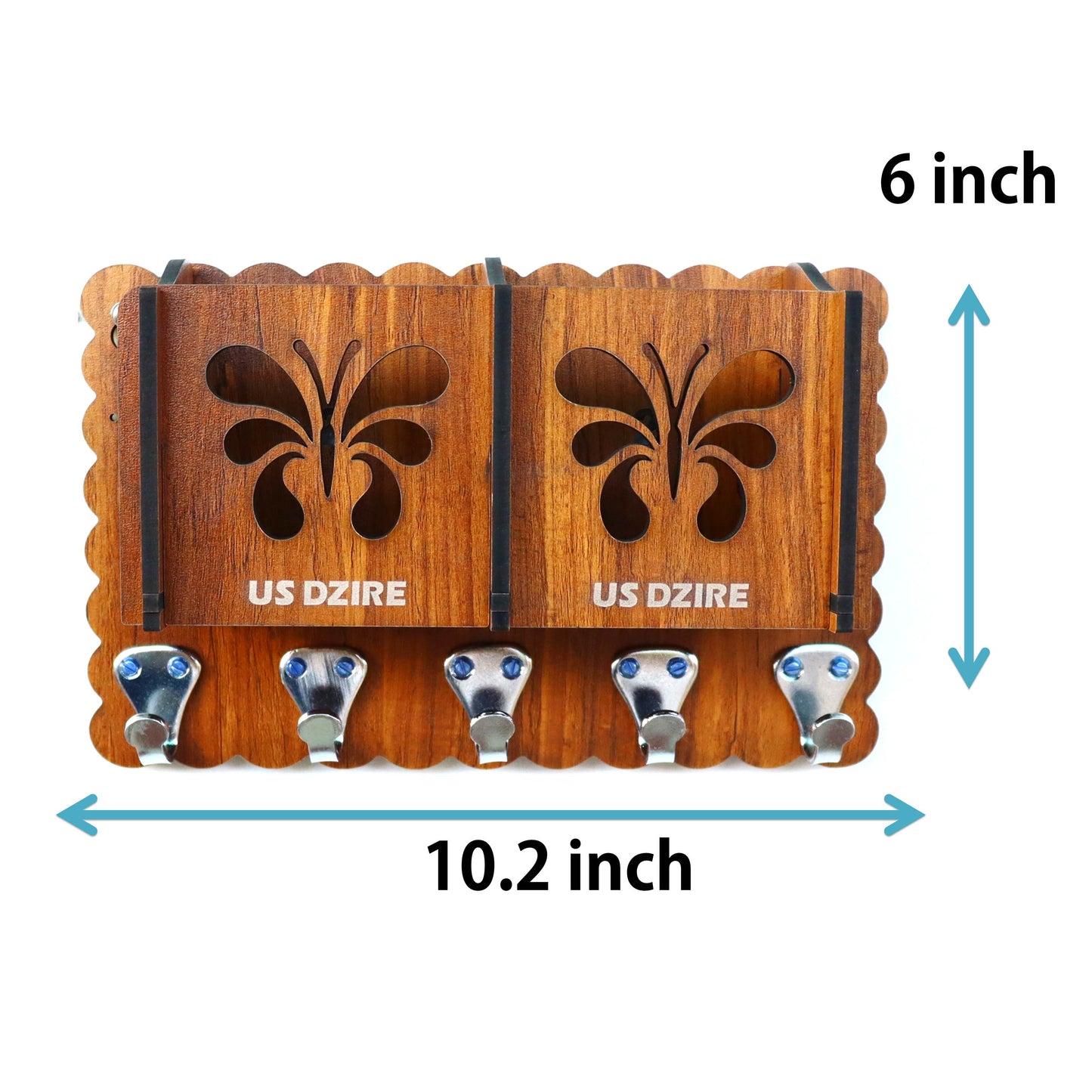 US DZIRE™ 842 Decorative Key Hanger (Brown) Wood Key Holder