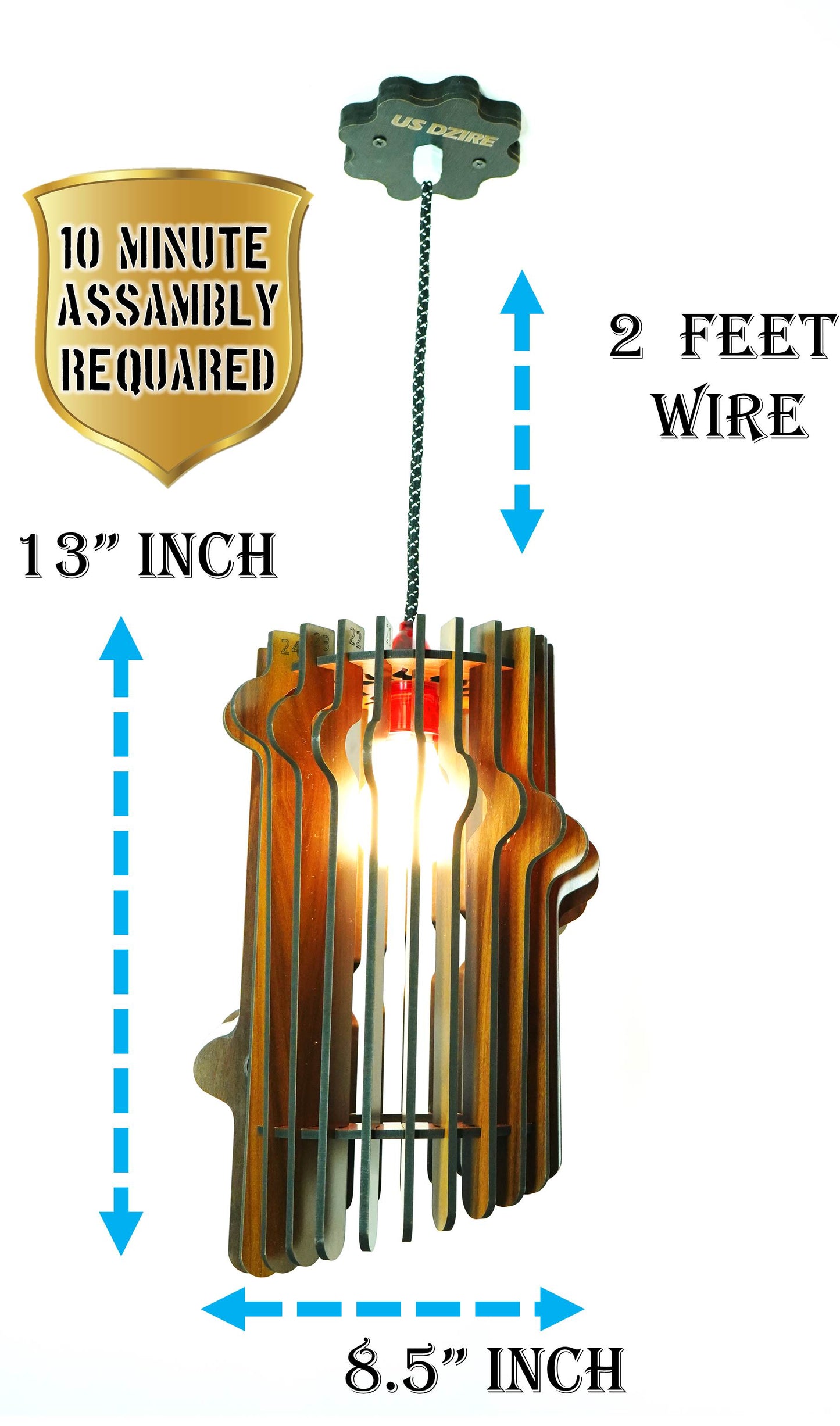 US DZIRE™ 465 Wooden Ceiling Pendant Light Shade Chandelier Style.