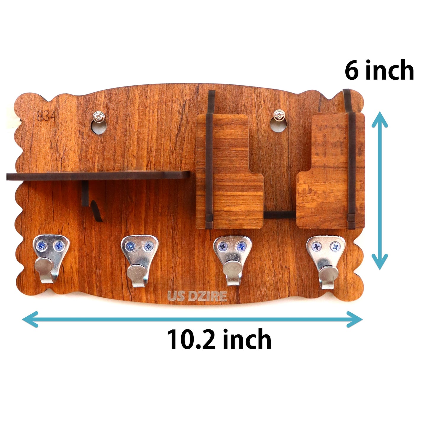 US DZIRE™834 Antique Mobile Charging Stand Key Holder, Cloth Hanger Handcrafted Art For Home Decor Living Room Bedroom Wood Key Holder