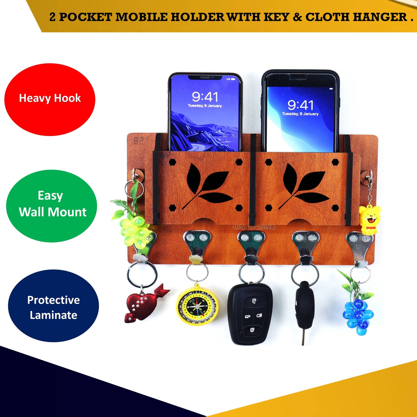 US DZIRE™ 17 Wooded key holder Sweet Home Flower Wood Key Holder