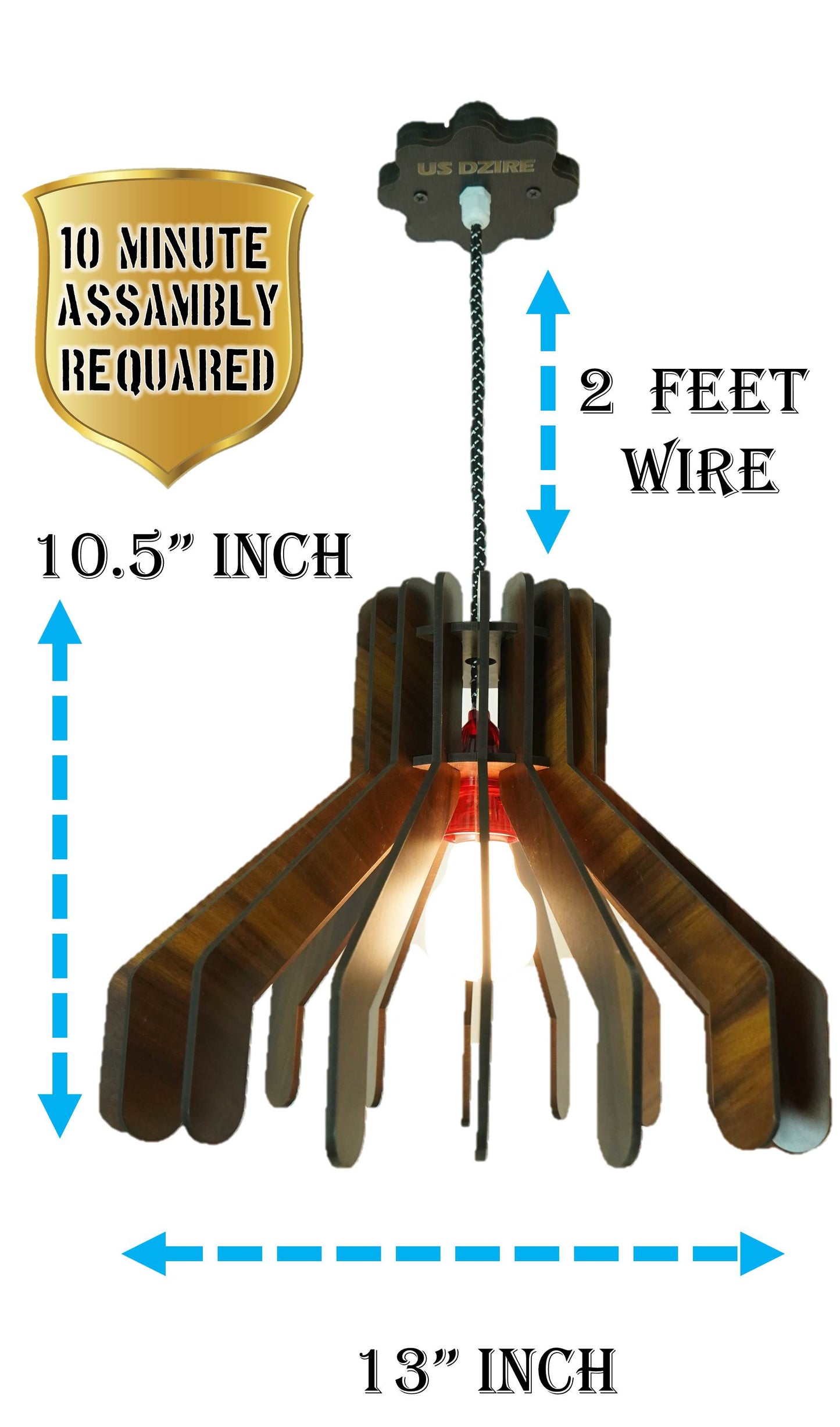 US DZIRE 453 Wooden Ceiling Pendant Light Shade Chandelier Style.