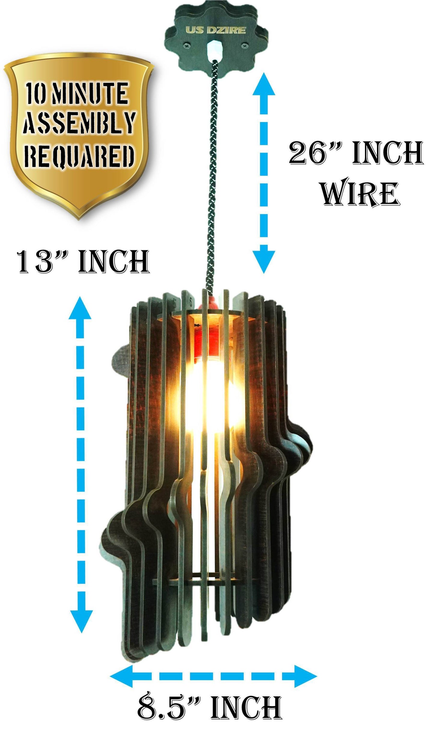 US DZIRE 165 Wooden Ceiling Pendant Light Shade Hand Weave Chandelier Style.