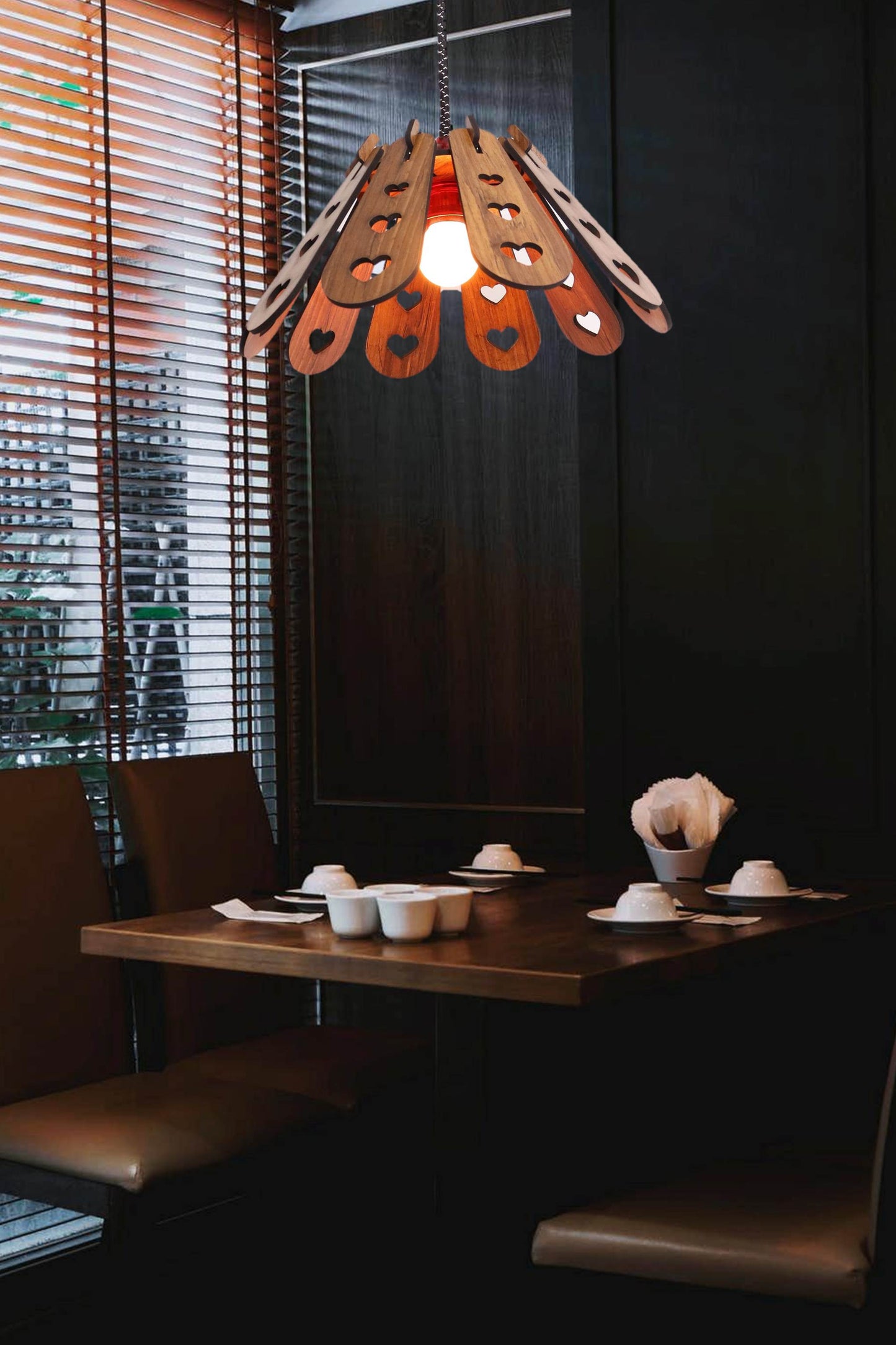 US DZIRE ™ 461 Fancy Wooden Ceiling Lights,Hanging Lamps,( With Gold Bulb )Ceiling Lamp pendant lamp shade For Living Room,Bedroom,Lobby,office,Restaurant,Dining Hall,Home decoration,Study Room Pendants Ceiling Lamp (Brown)