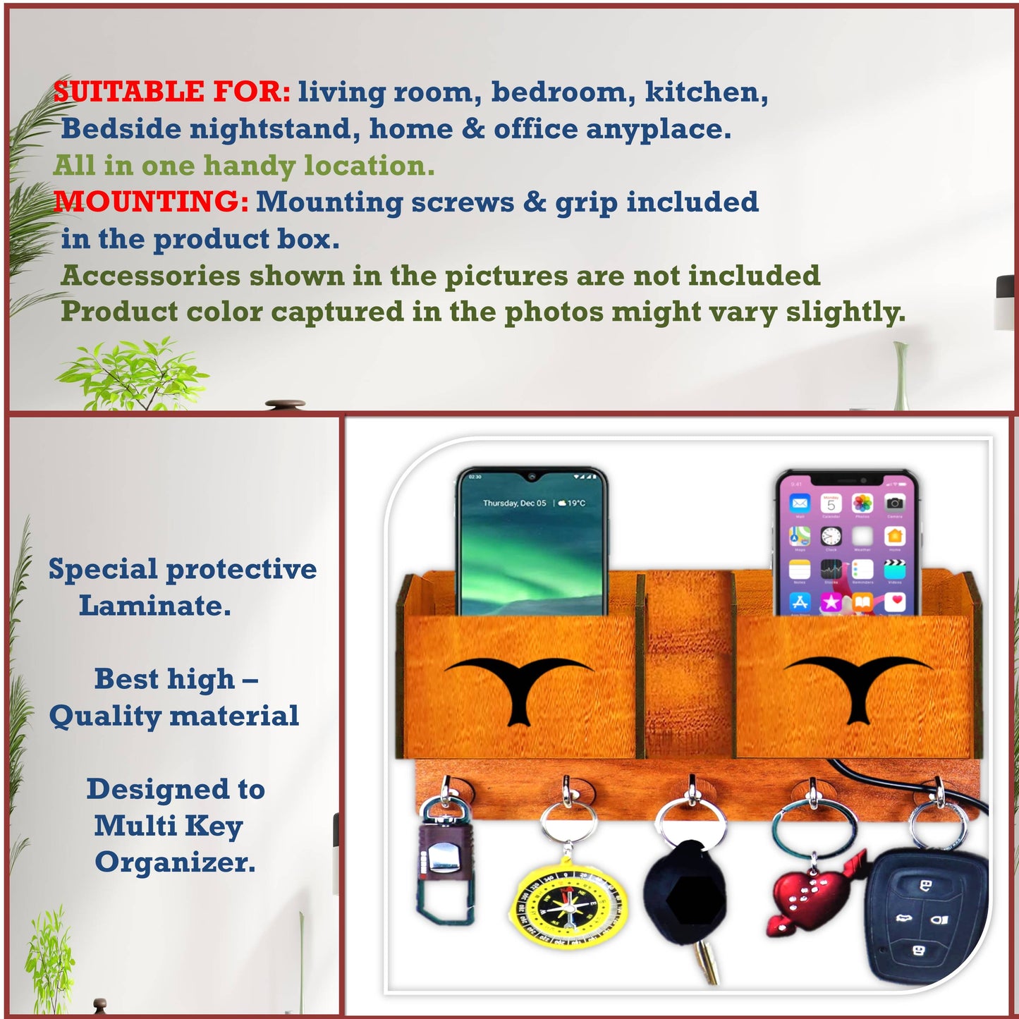 US DZIRE™ 1109 Premium Key Holder For Home & Office Wood Key Holder