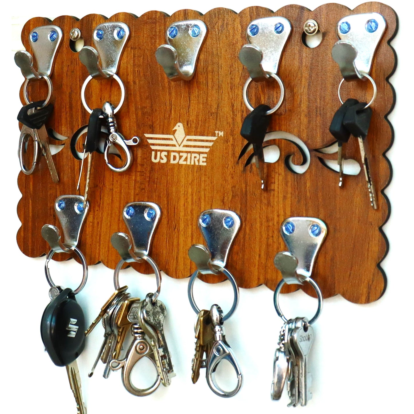 US DZIRE™841 Decorative Key Hanger (Brown) Wood Key Holder