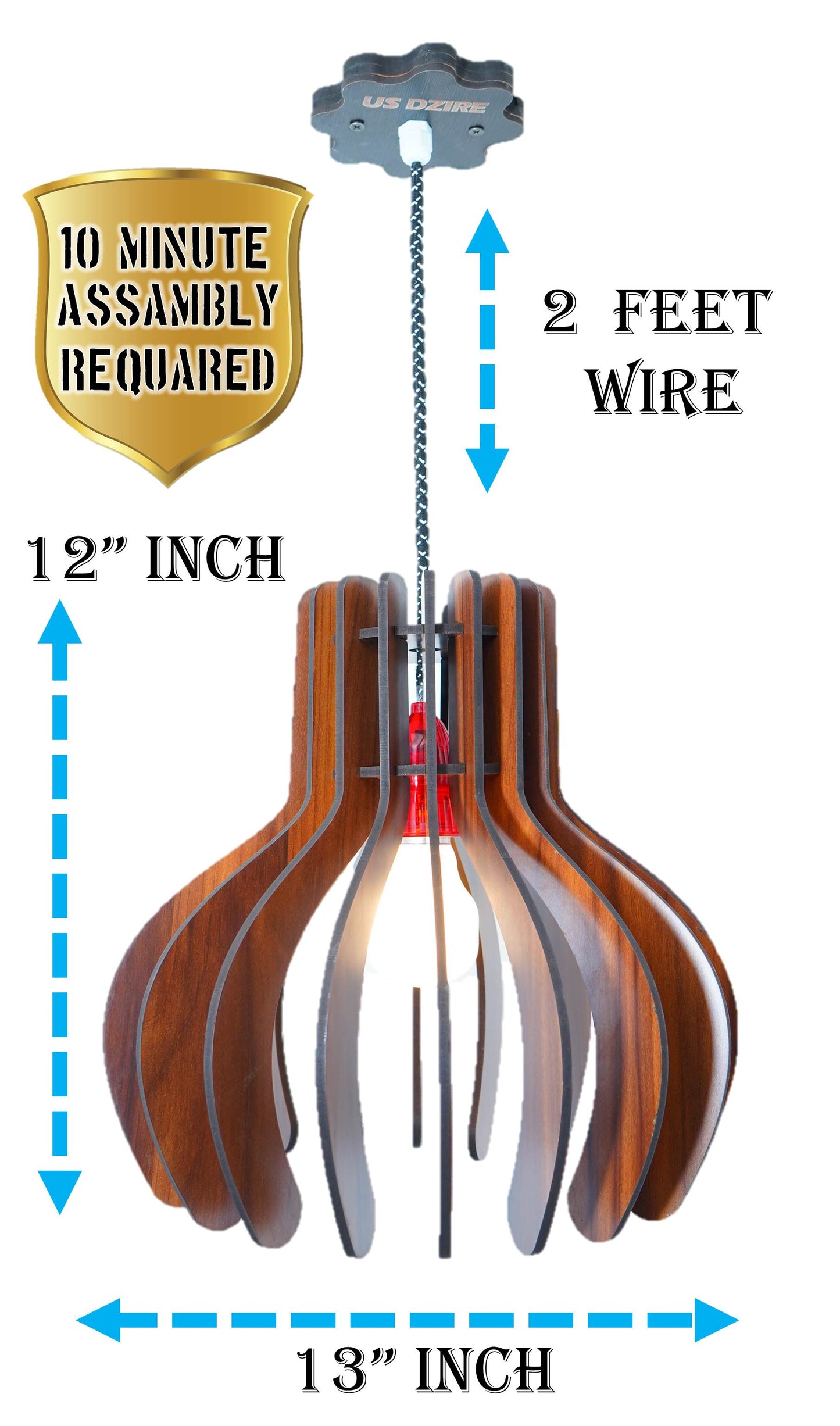 US DZIRE 454 Wooden Ceiling Pendant Light Shade Chandelier Style.