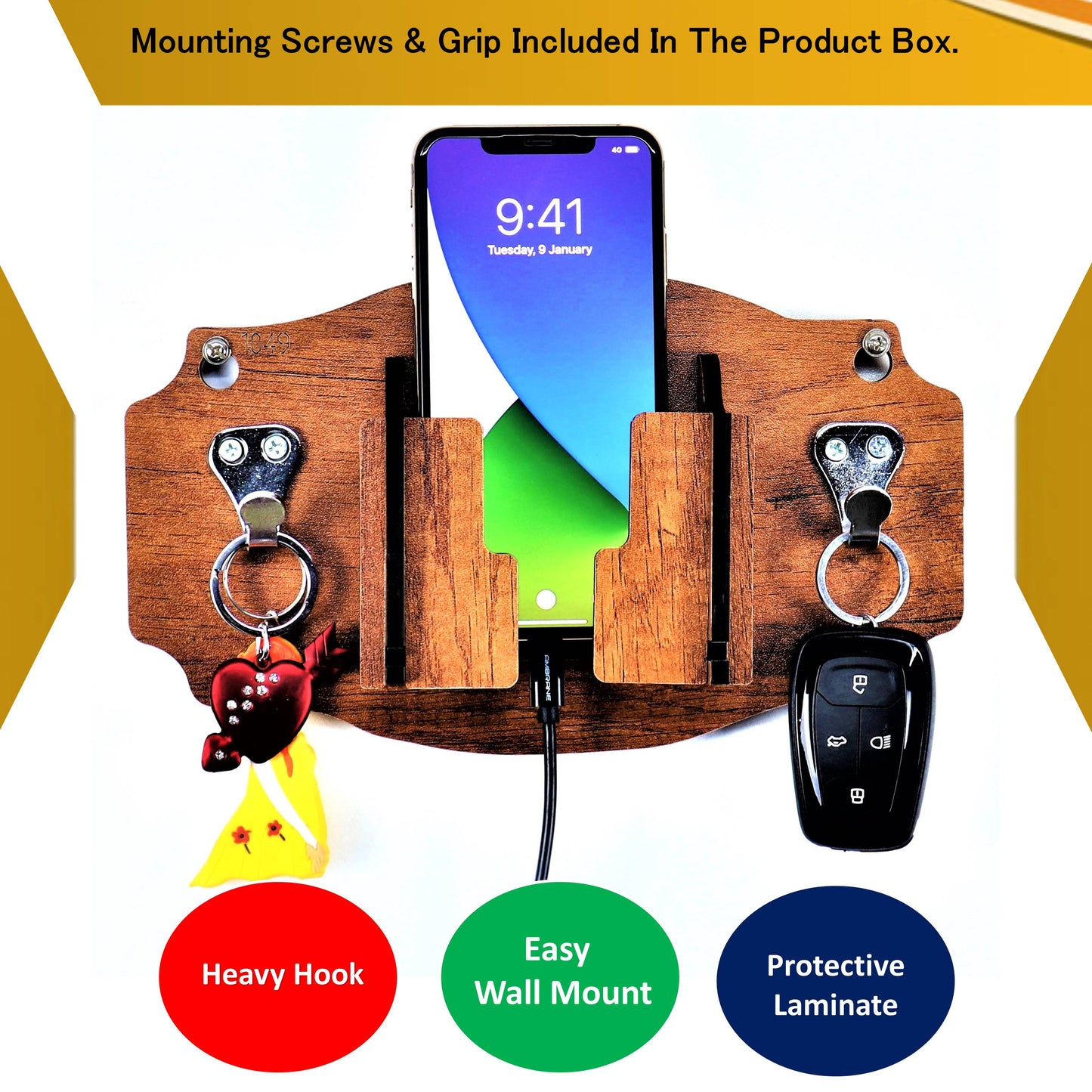 US DZIRE™ 1049 Wooded key holder Sweet Home Flower Wood Key Holder