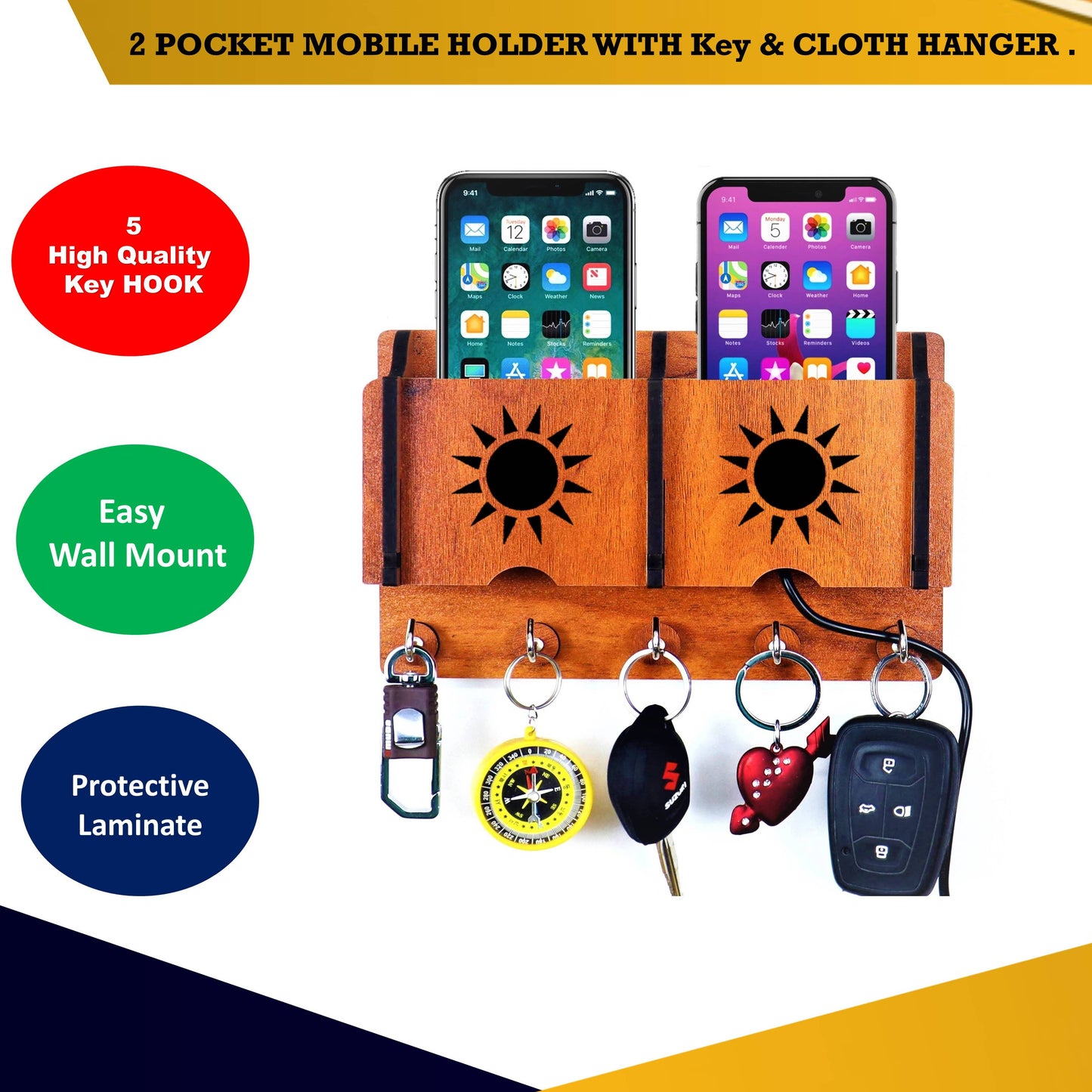 US DZIRE™ 213 Wooded key holder Sweet Home Flower Wood Key Holder