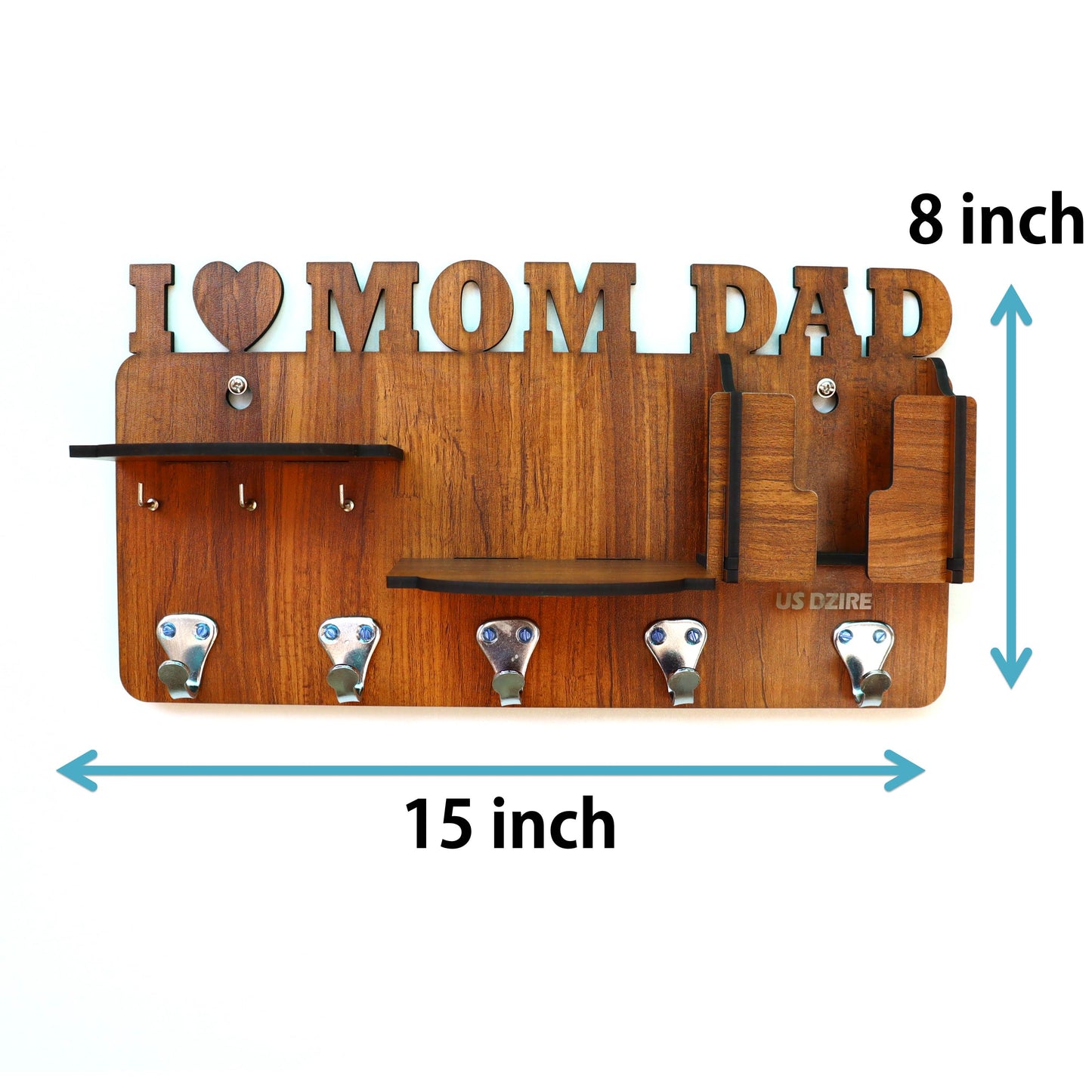 US DZIRE™ 817 Antique Mobile Charging Stand Key Holder, Cloth Hanger Handcrafted Art For Home Decor Living Room Bedroom Wood Key Holder