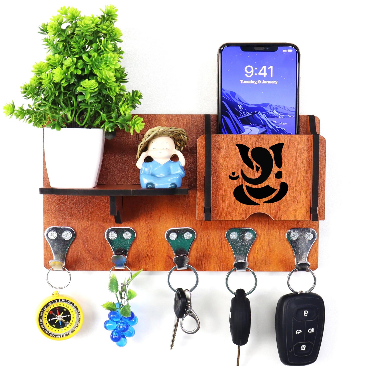 US DZIRE™ 432 Wooded key holder Sweet Home Flower Wood Key Holder