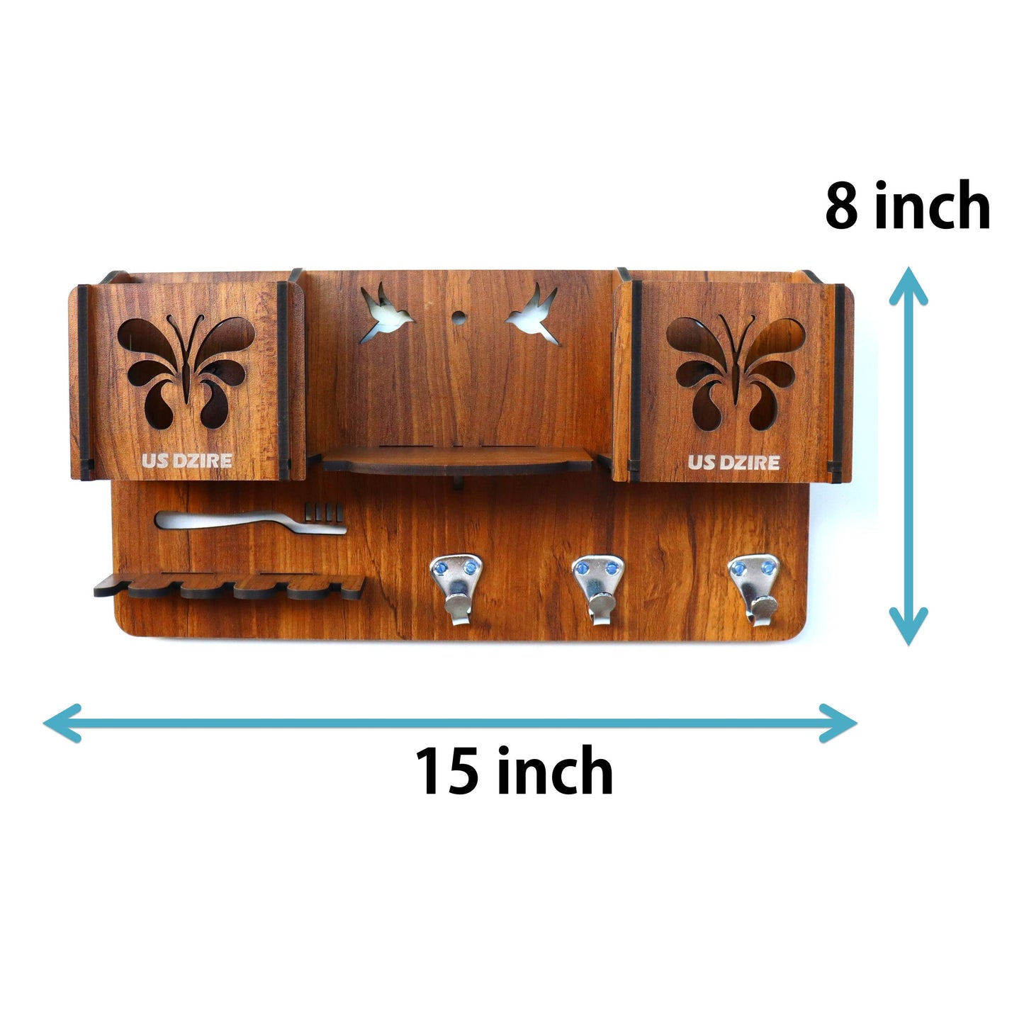 US DZIRE™ 850 Decorative Key Hanger (Brown) Wood Key Holder