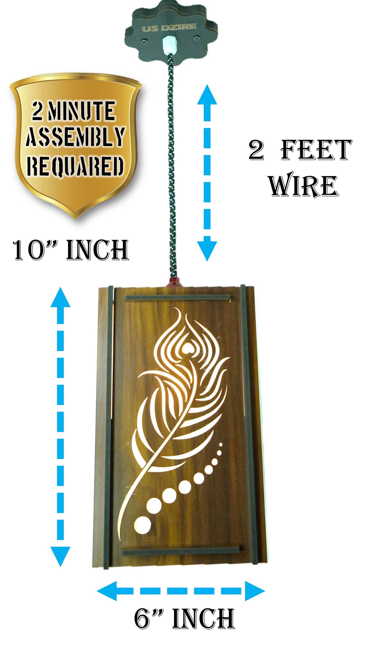 US DZIRE 434 Wooden Ceiling Pendant Light Shade Chandelier Style.