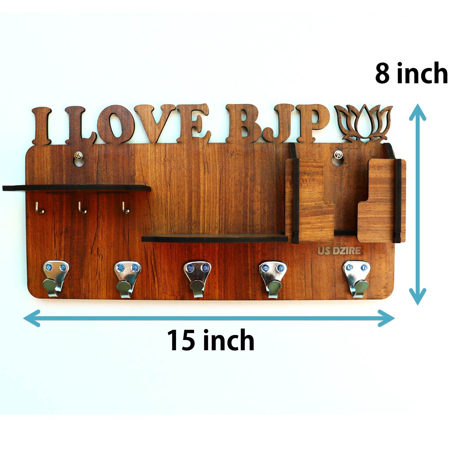 US DZIRE™ 818 Decorative Key Hanger (Brown) Wood Key Holder