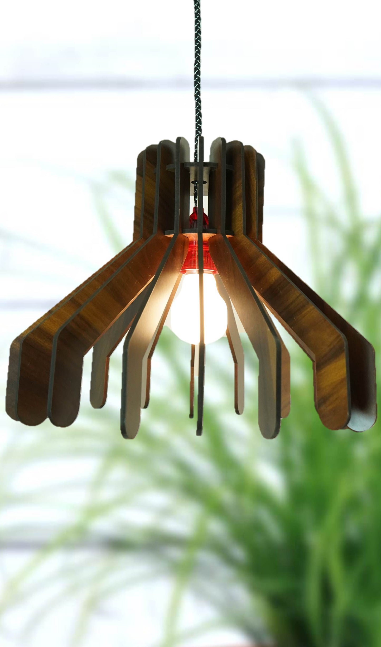 US DZIRE 453 Wooden Ceiling Pendant Light Shade Chandelier Style.