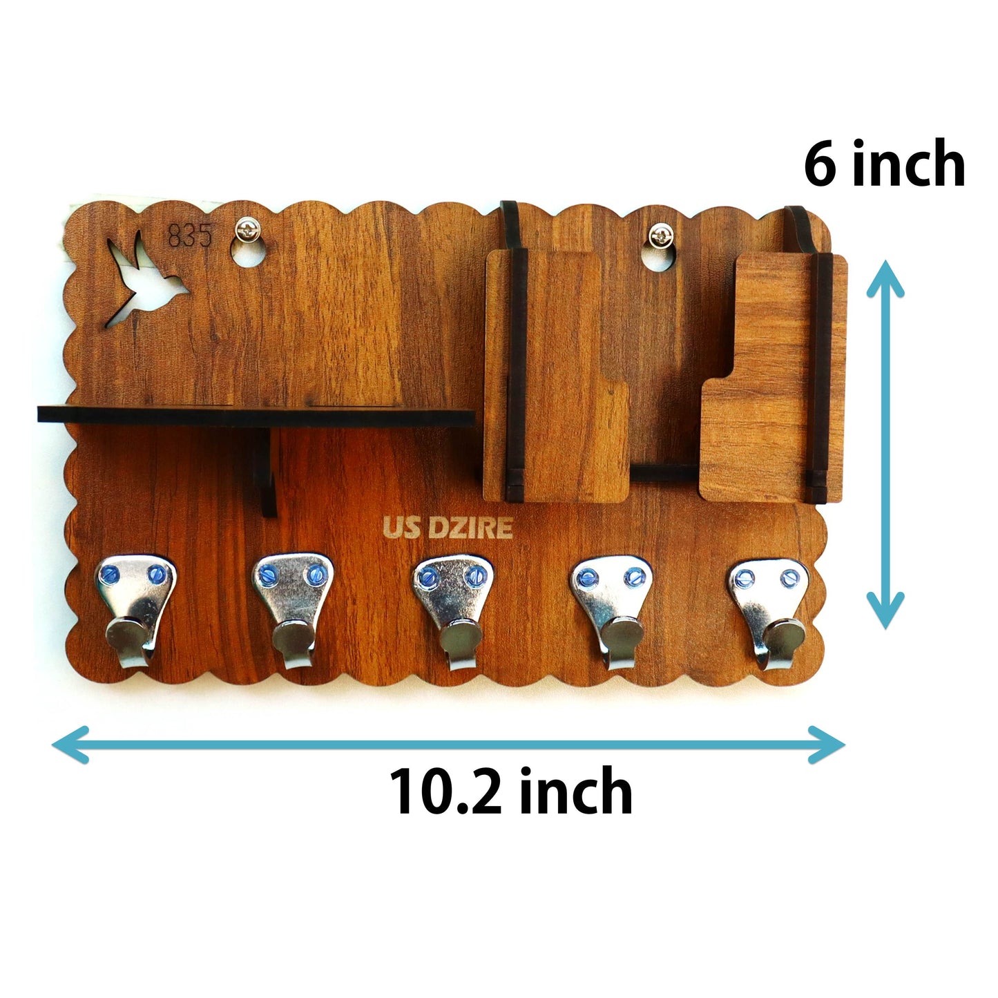 US DZIRE™ 835 Decorative Key Hanger (Brown) Wood Key Holder