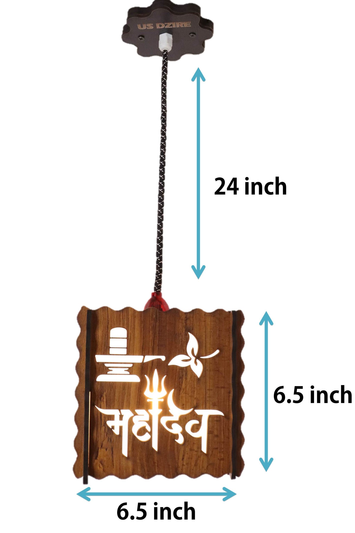 US DZIRE™ 518 Bholenath Bhagwan Wooden Ceiling Pendant Light Shade Chandelier Style.