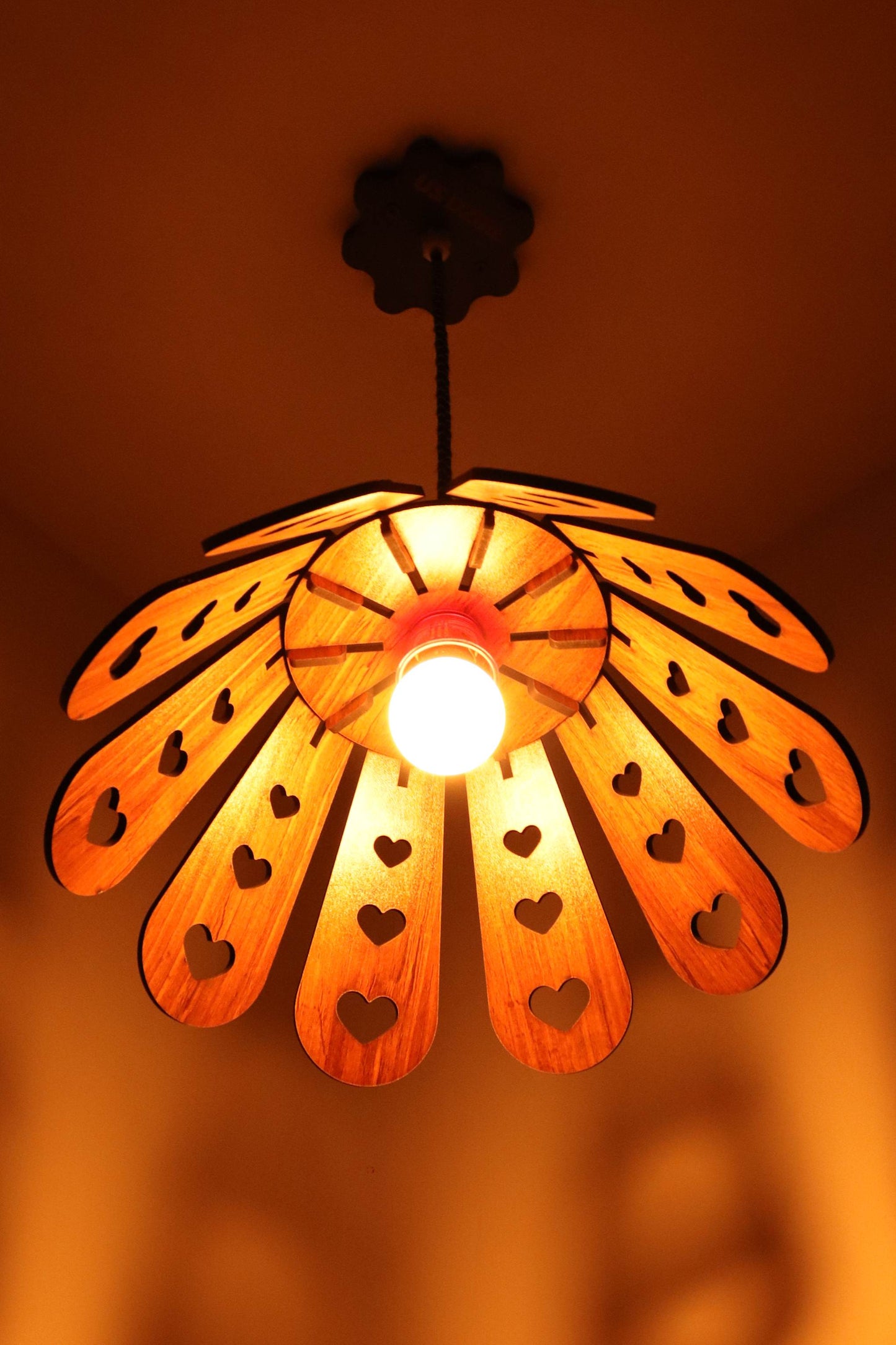 US DZIRE ™ 461 Fancy Wooden Ceiling Lights,Hanging Lamps,( With Gold Bulb )Ceiling Lamp pendant lamp shade For Living Room,Bedroom,Lobby,office,Restaurant,Dining Hall,Home decoration,Study Room Pendants Ceiling Lamp (Brown)
