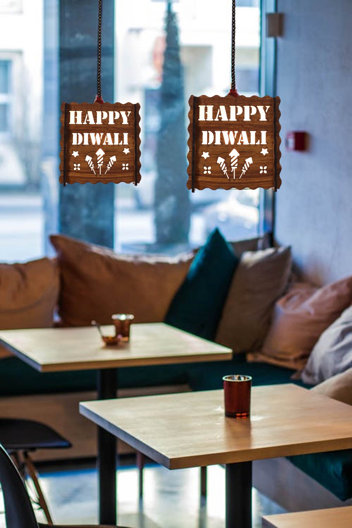 US DZIRE™ 524 Happy Diwali Homes Decoretive Hanging Pendant Light Ceiling Lamp Decor Items,