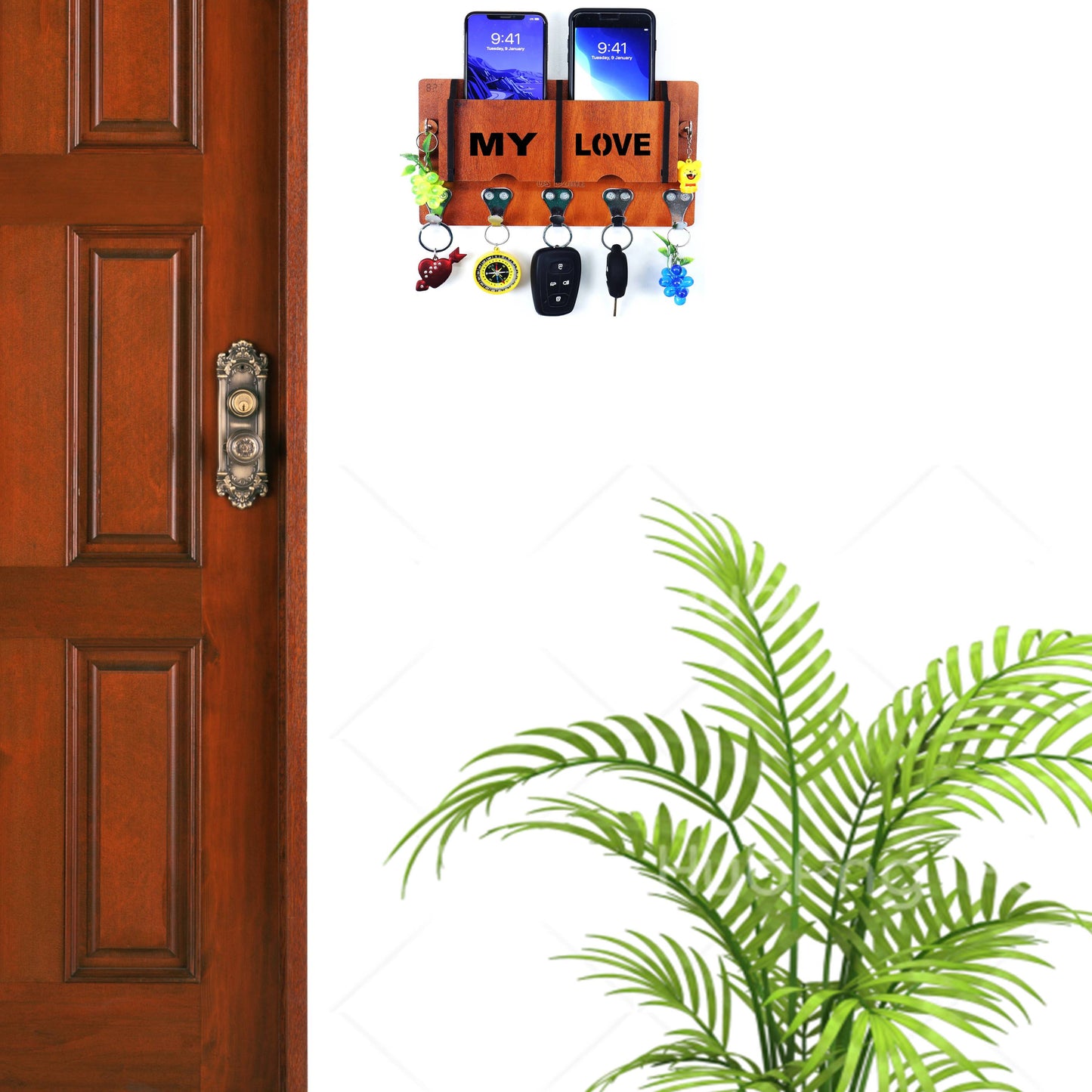 US DZIRE™ 19 Decorative Key Hanger (Brown) Wood Key Holder