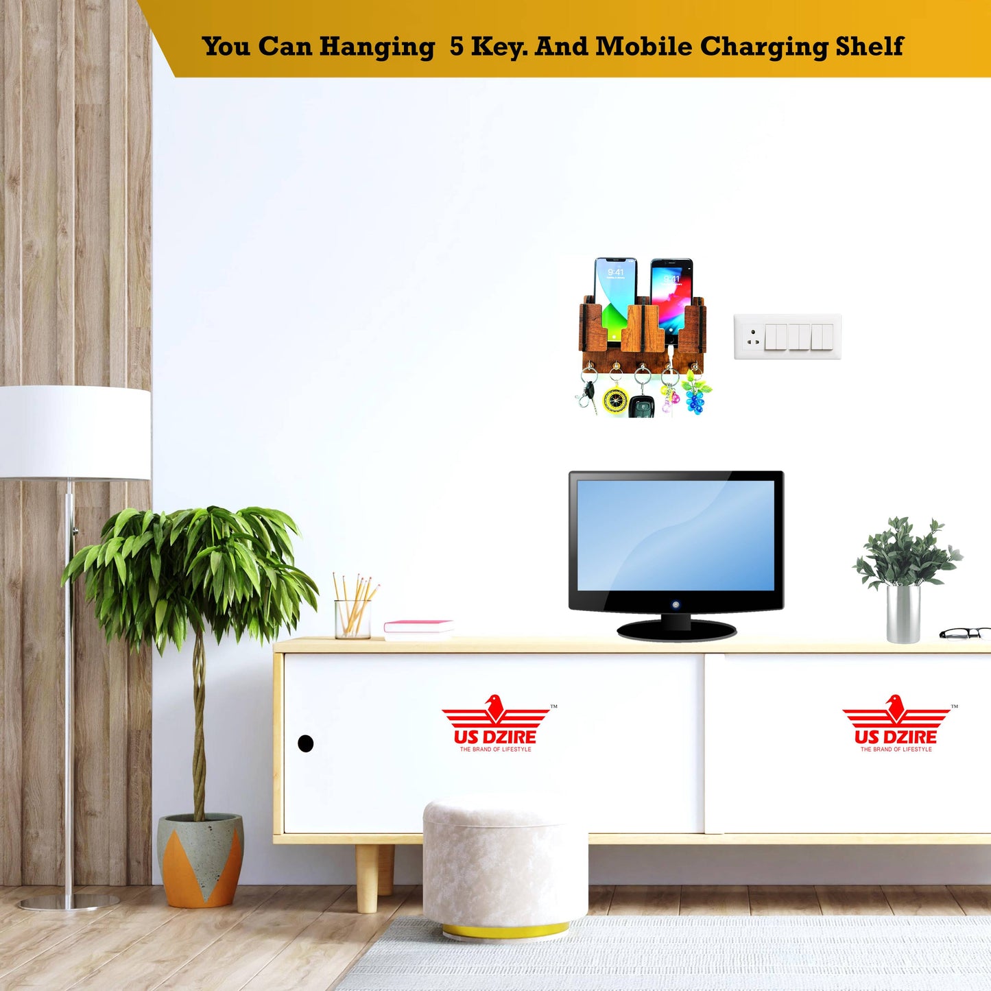 US DZIRE™ 1100 Decorative Key Hanger (Brown) Wood Key Holder