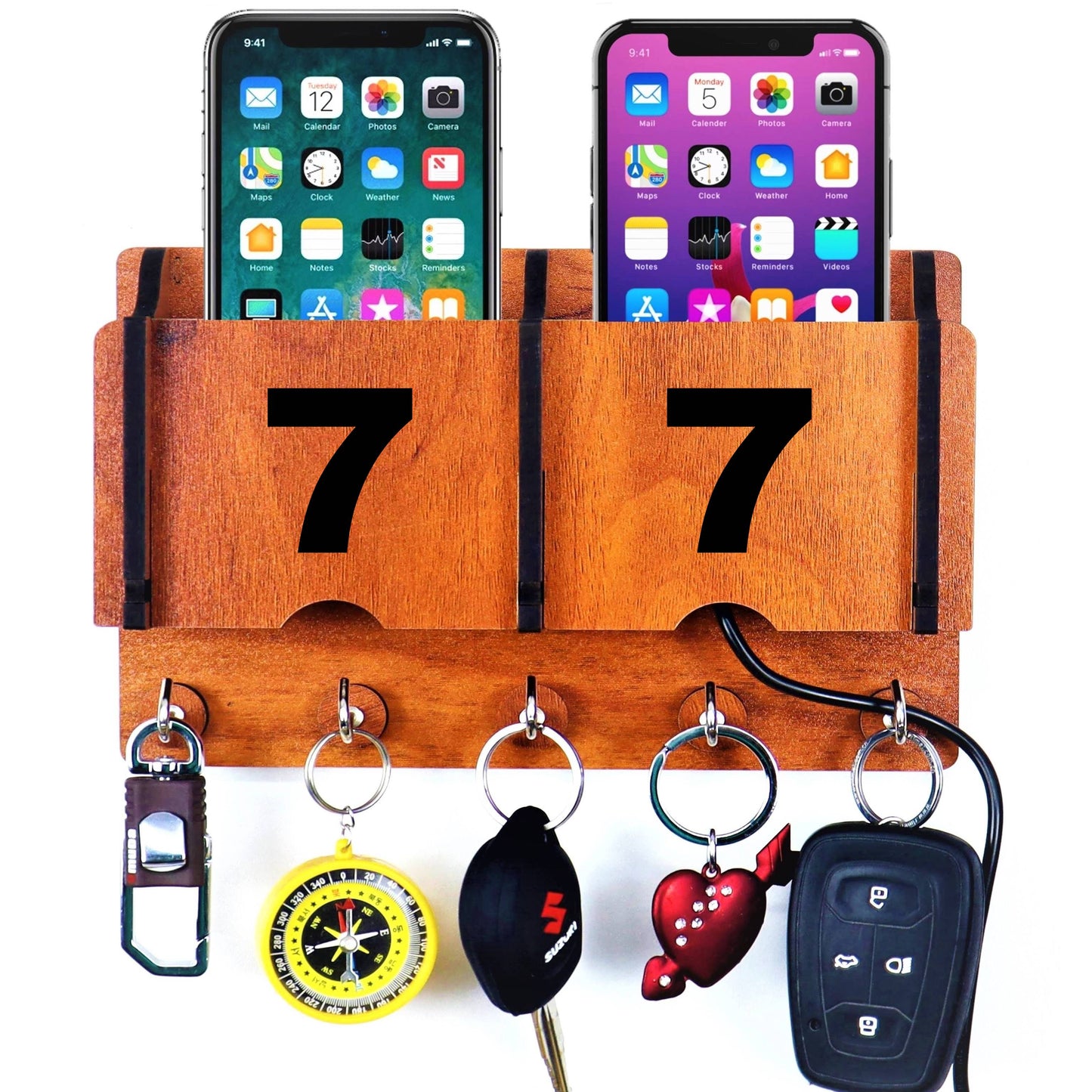 US DZIRE™ 1207 Premium Key Holder For Home & Office Wood Key Holder (5 Hooks, Brown)