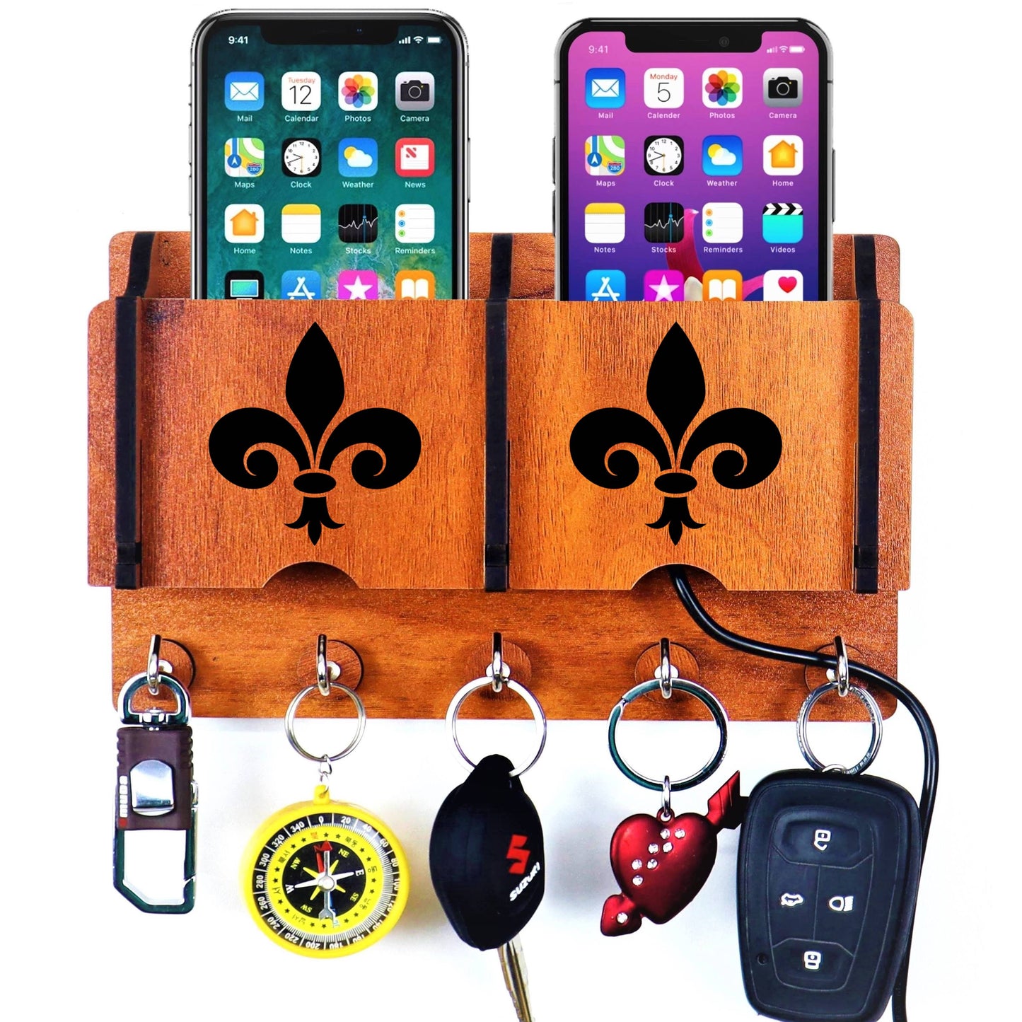 US DZIRE™ 220 Premium Key Holder For Home & Office Wood Key Holder (5 Hooks, Brown)