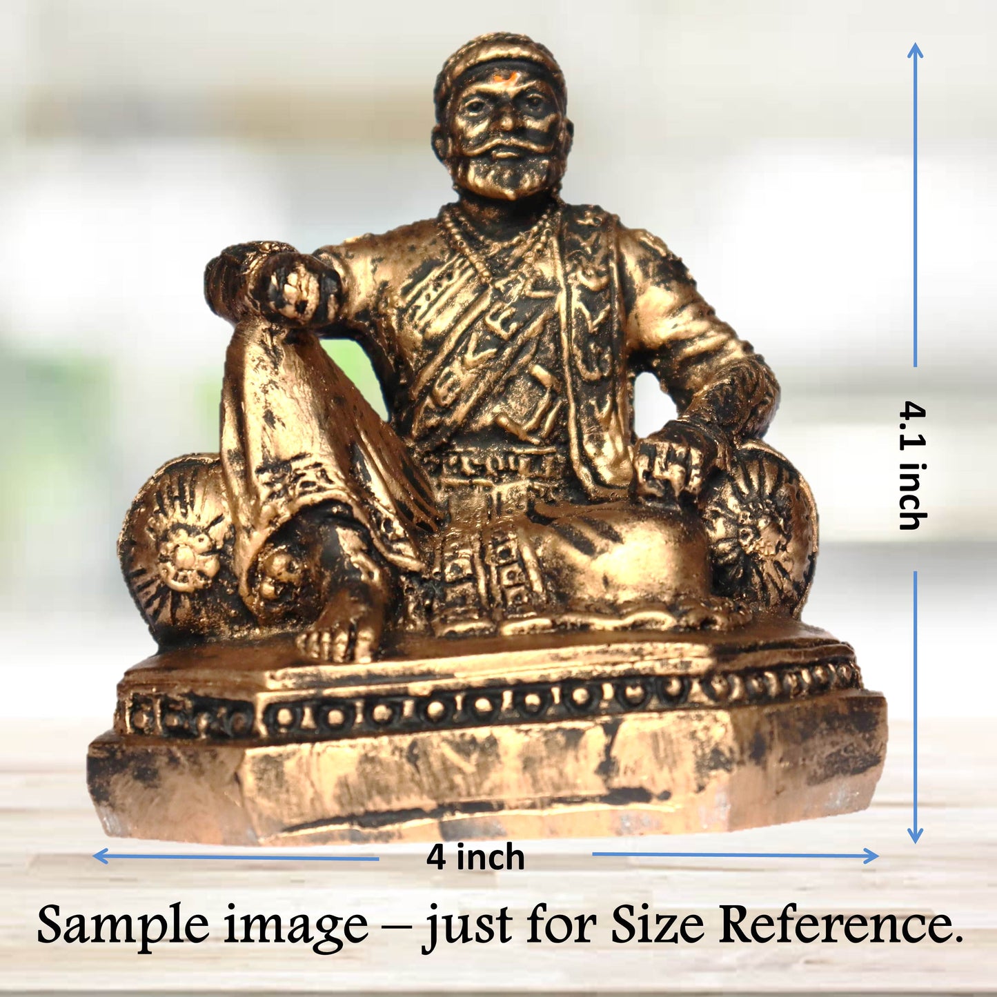 US DZIRE ™ 903 Chhatrapati Shivaji Maharaj Maratha King Statue Decorative Showpiece - 8.5 cm (Polyresin, Gold, Black)