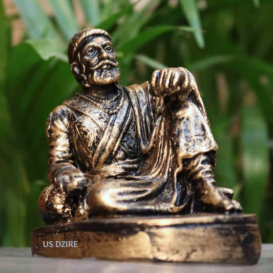 US DZIRE ™ 907 Chatrapati Shivaji Maharaj Idols Handcraft statue For Car Dashboard, Table,Puja ghar,mandir murti & office Figurines Decorative Showpiece Decorative Showpiece - 8.5 cm  (Polyresin, Gold, Black)