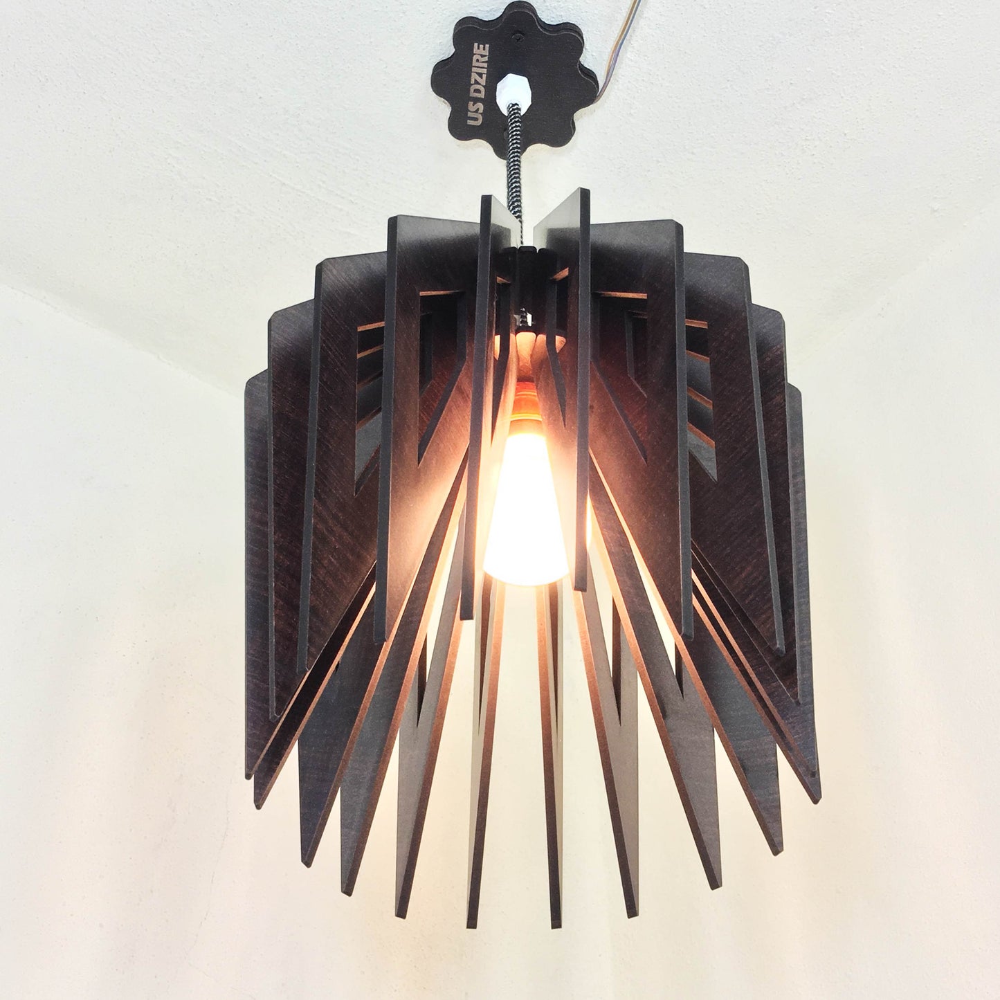 US DZIRE 157 Wood Ceiling Pendant Light Shade Hand Weave Chandelier Style.