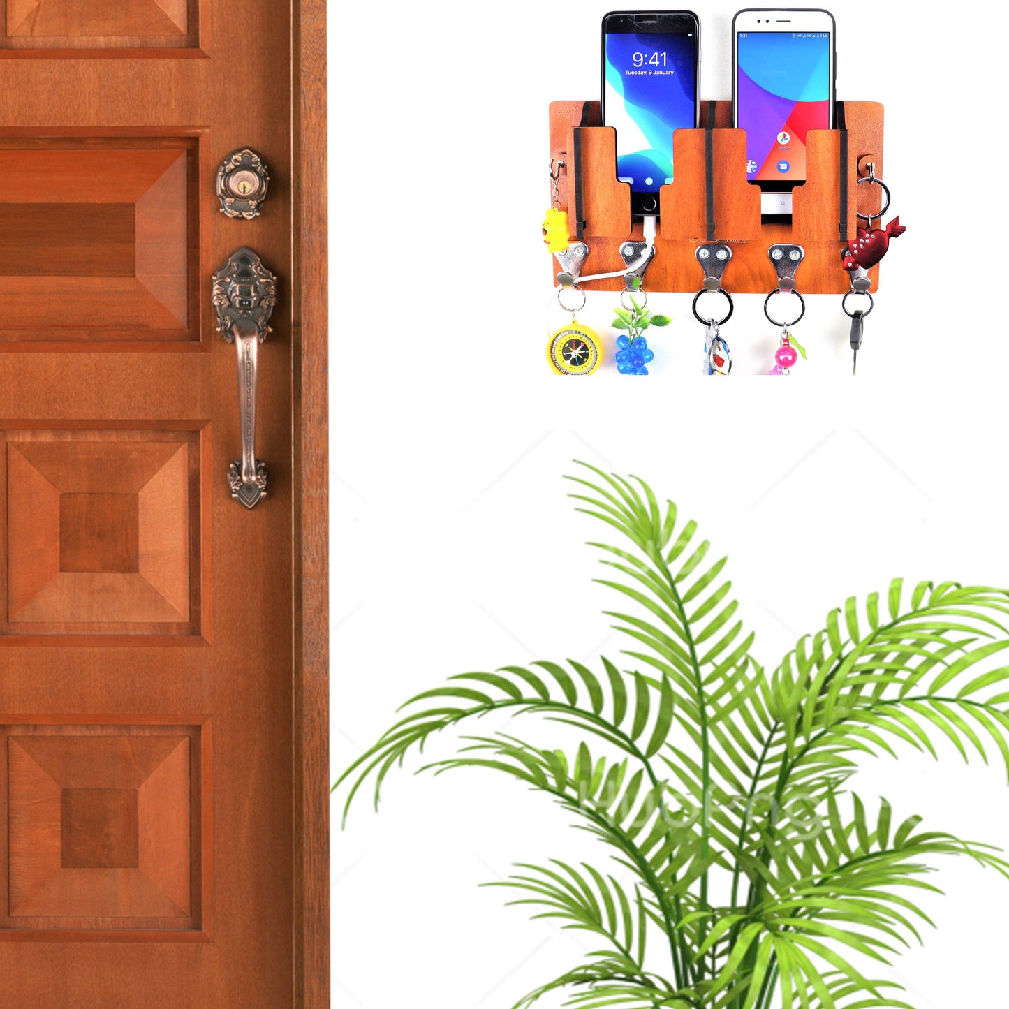 US DZIRE™ 2847 Decorative Key Hanger (Brown) Wood Key Holder