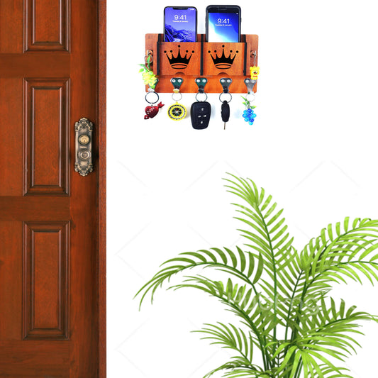 US DZIRE™ 30 Premium Key Holder For Home & Office Wood Key Holder(7  Hooks, Brown)