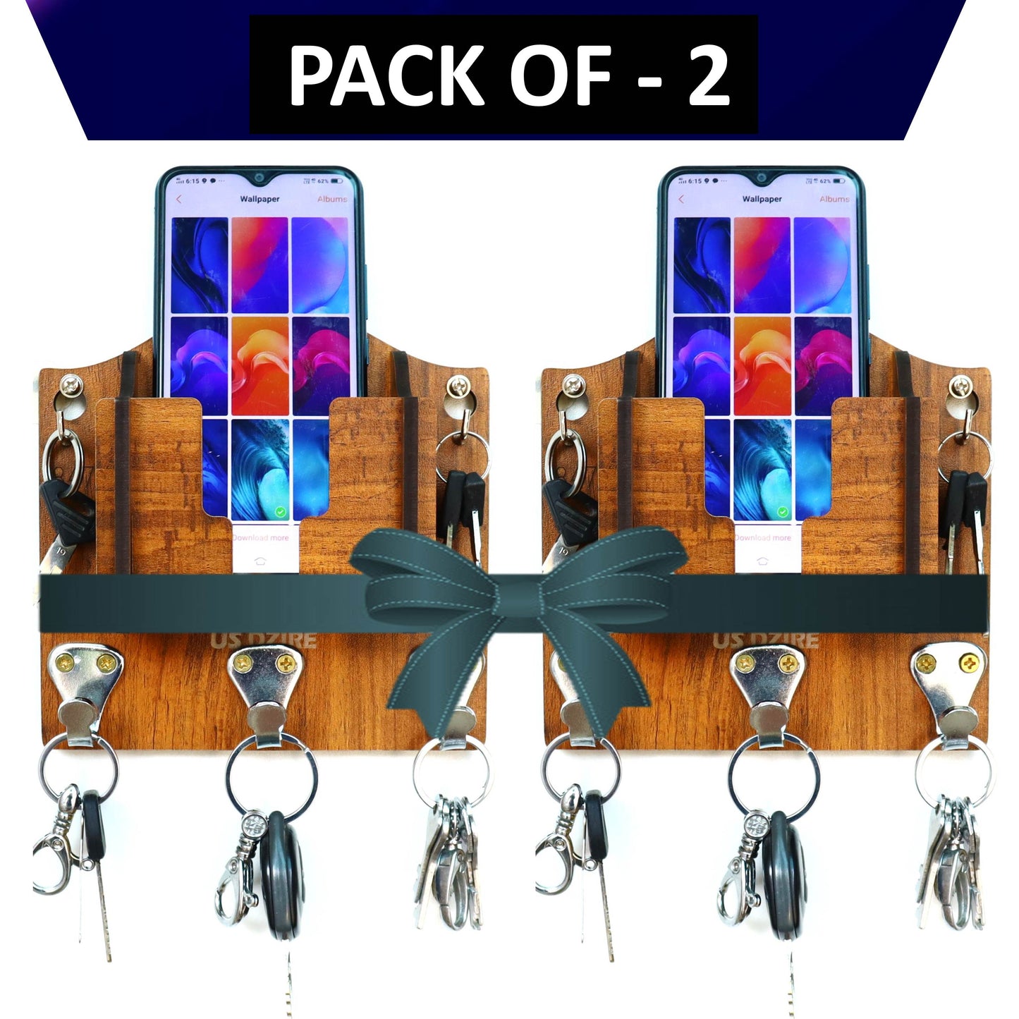 US DZIRE™ 2847 Decorative Key Hanger (Brown) Wood Key Holder