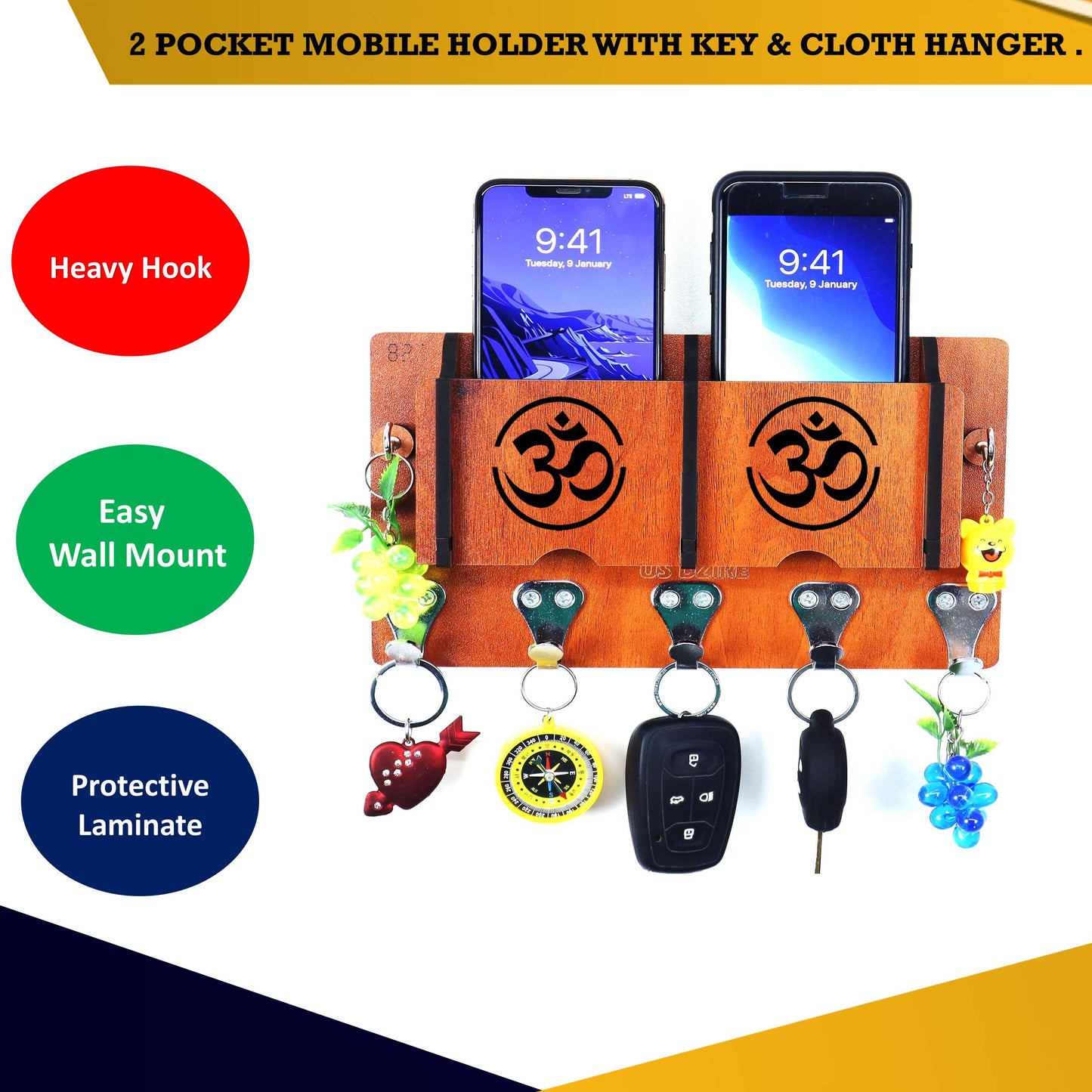 US DZIRE™ 41 Wooded key holder Sweet Home Flower Wood Key Holder