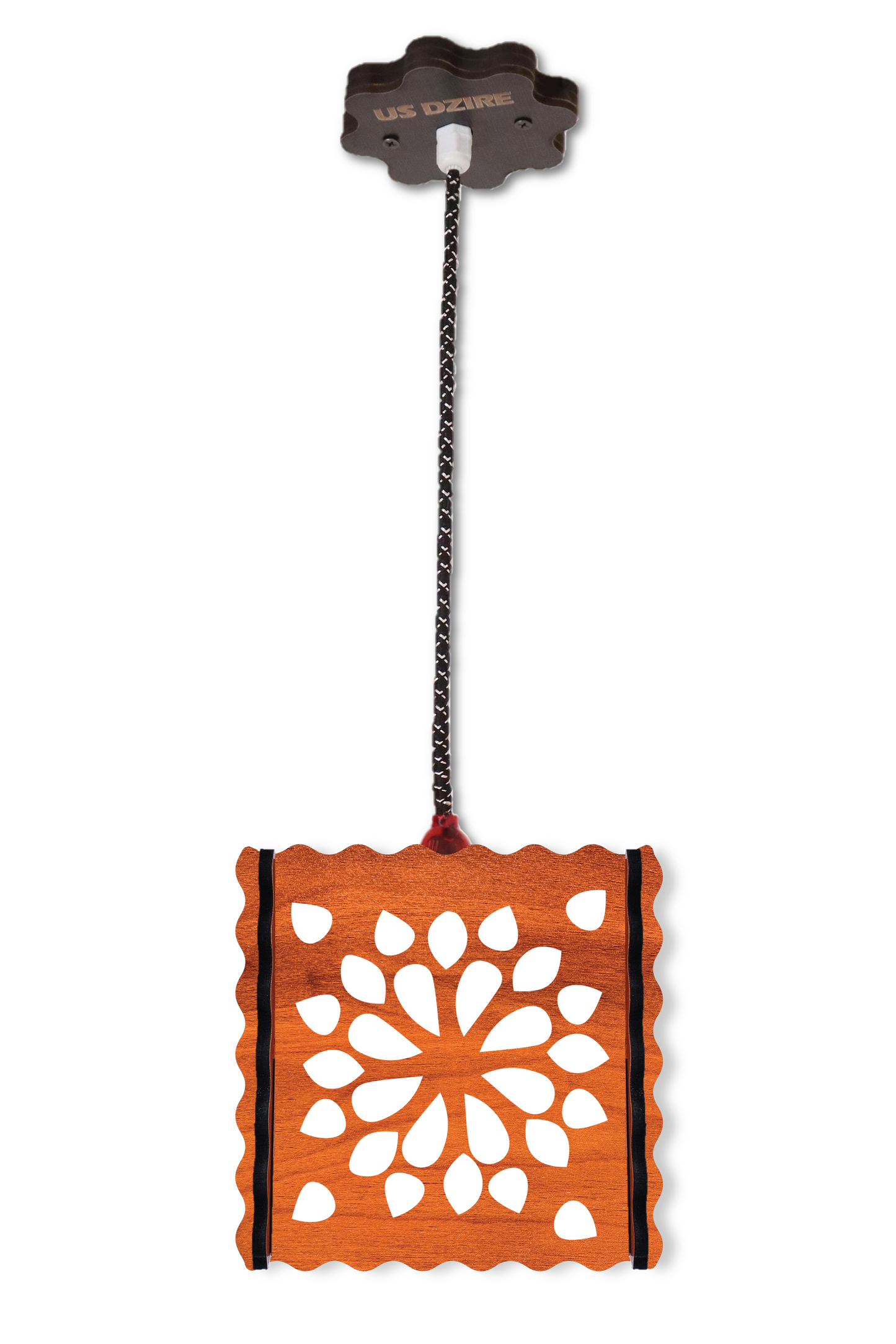 US DZIRE ™ 594 Fancy Wooden Ceiling Lights,Hanging Lamps,( With Gold Bulb )Ceiling Lamp pendant lamp shade For Living Room,Bedroom,Lobby,office,Restaurant,Dining Hall,Home decoration,Study Room Pendants Ceiling Lamp  (Brown)