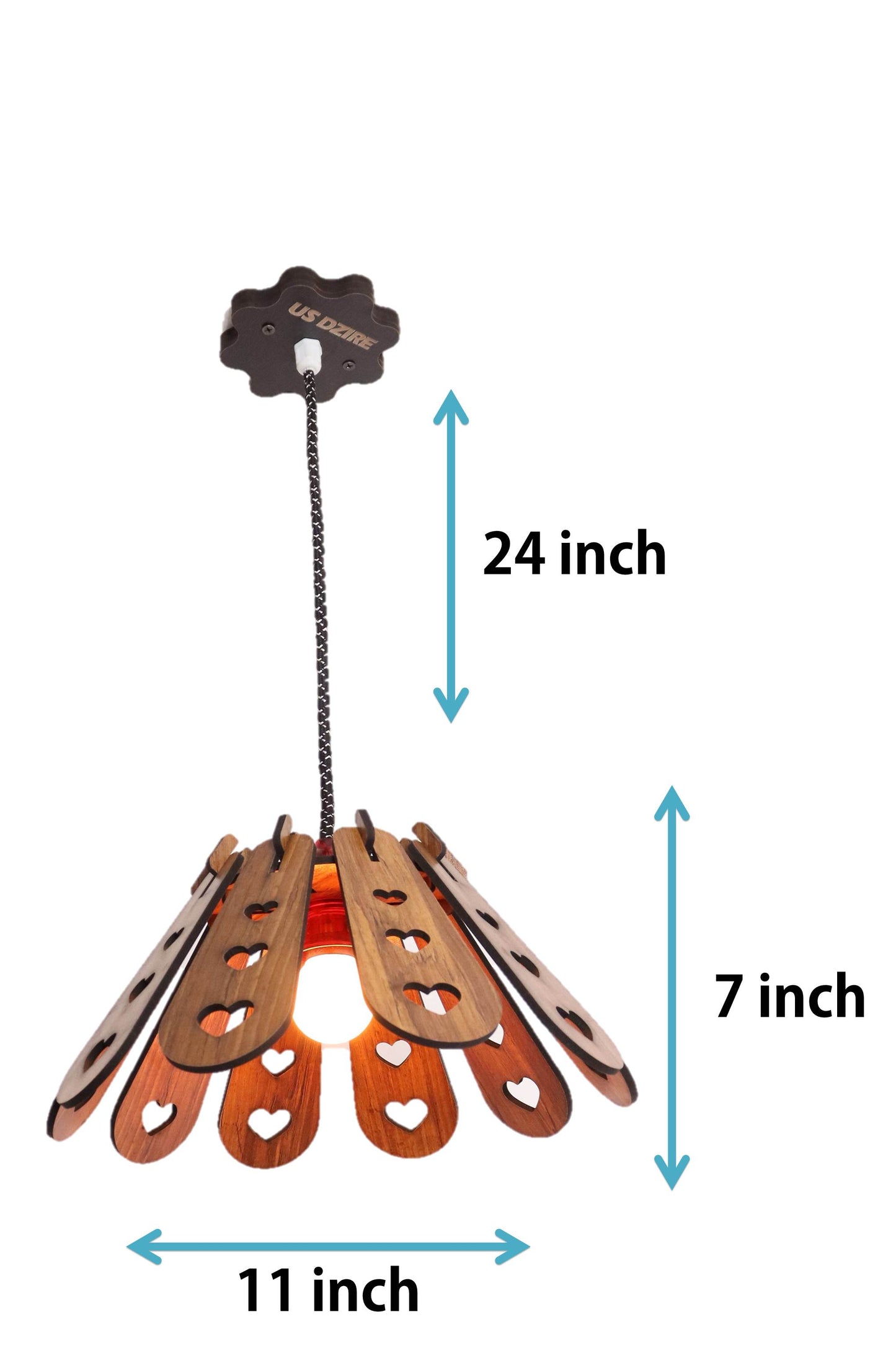 US DZIRE ™ 461 Fancy Wooden Ceiling Lights,Hanging Lamps,( With Gold Bulb )Ceiling Lamp pendant lamp shade For Living Room,Bedroom,Lobby,office,Restaurant,Dining Hall,Home decoration,Study Room Pendants Ceiling Lamp  (Brown)