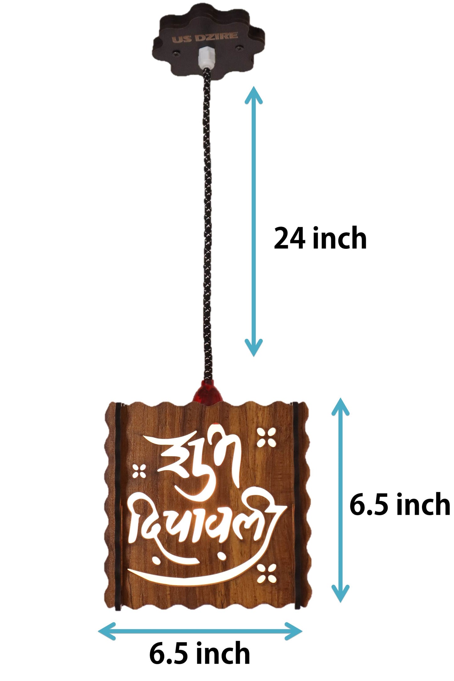 US DZIRE™ 525 Happy Dipawali Wooden Ceiling Pendant Light Shade  Chandelier Style.
