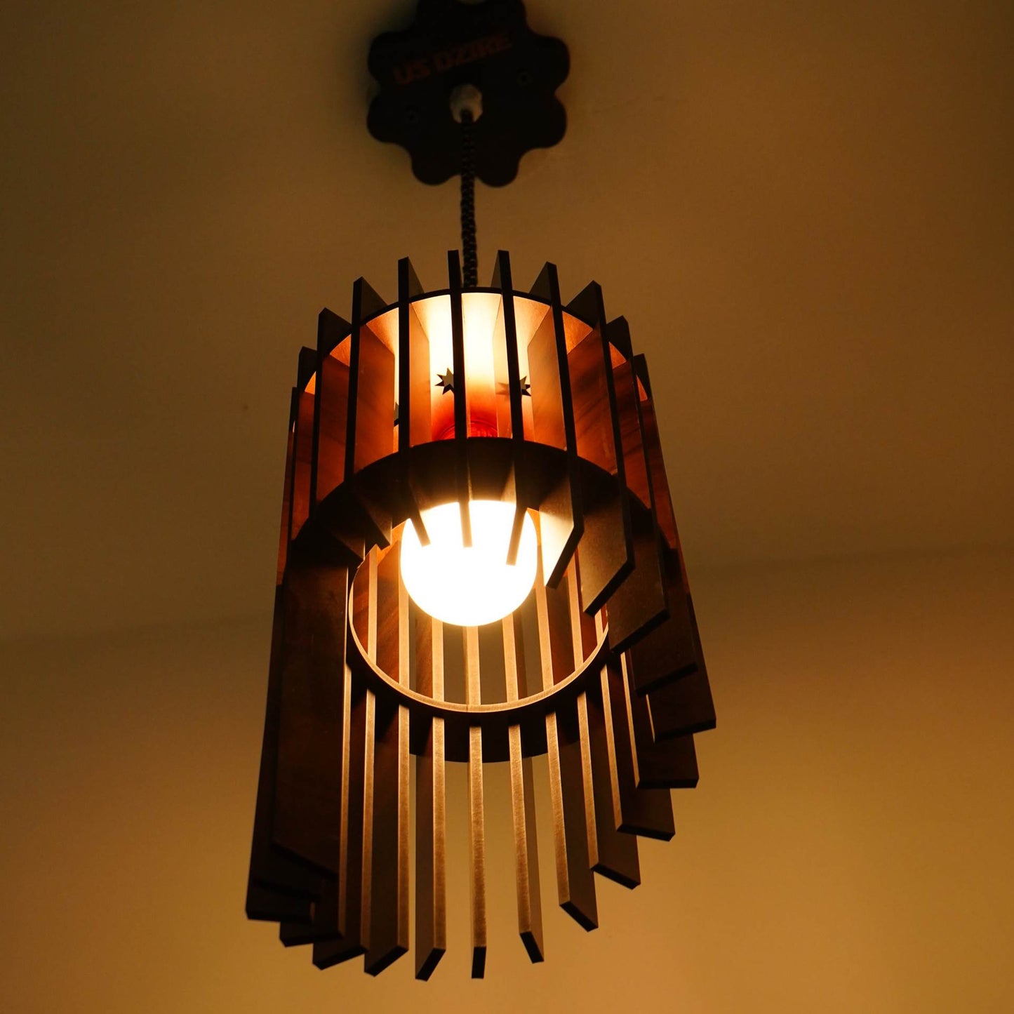 US DZIRE 431 Wooden Ceiling Pendant Light Shade  Chandelier Style.