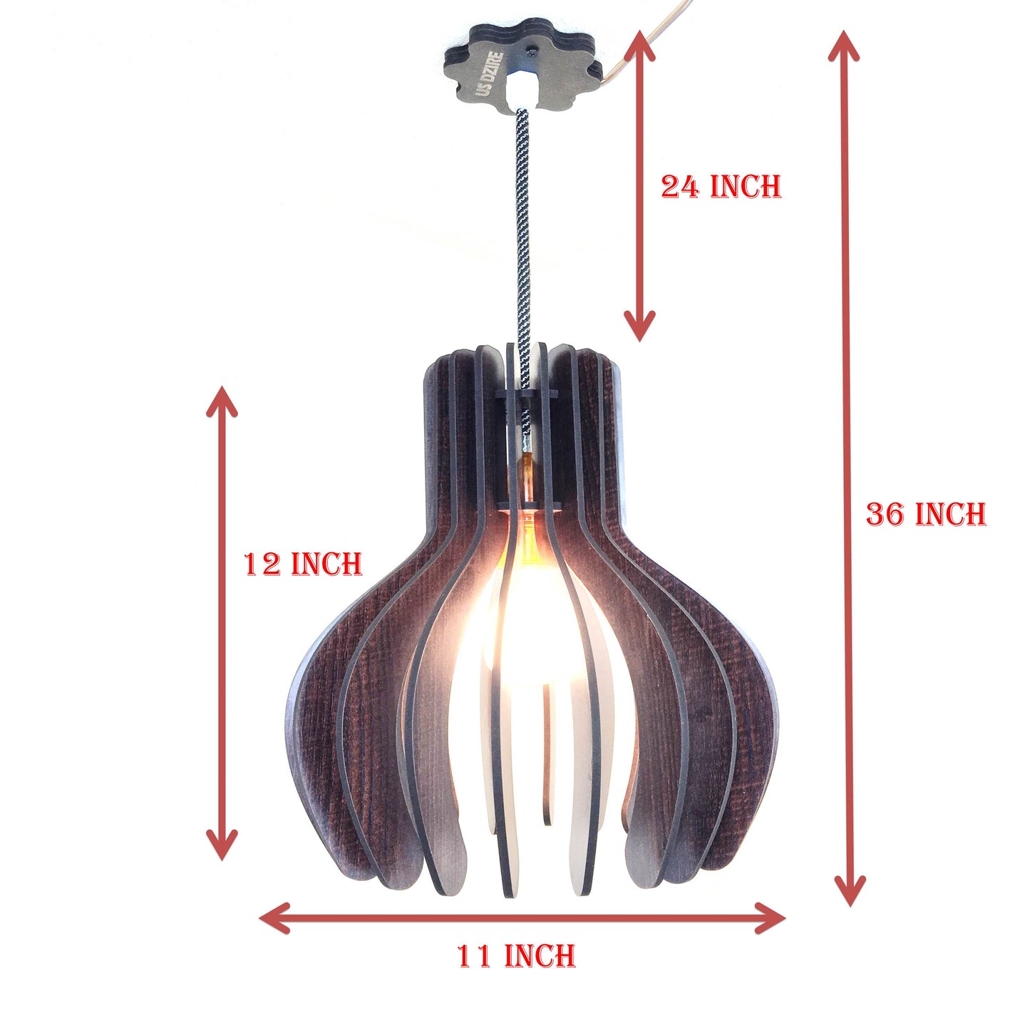 US DZIRE 154 Wood Ceiling Pendant Light Shade Hand Weave Chandelier Style