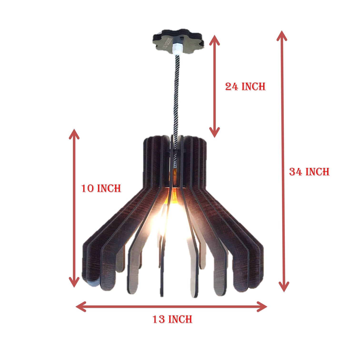 US DZIRE 153 Wooden Ceiling Pendant Light Shade Hand Weave Chandelier Style