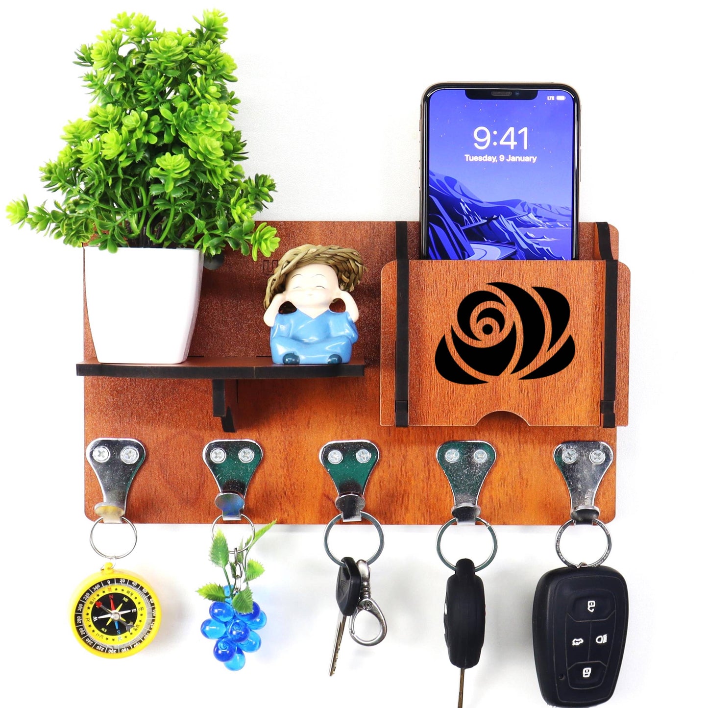 US DZIRE™ 449 Wooded key holder Sweet Home Flower Wood Key Holder
